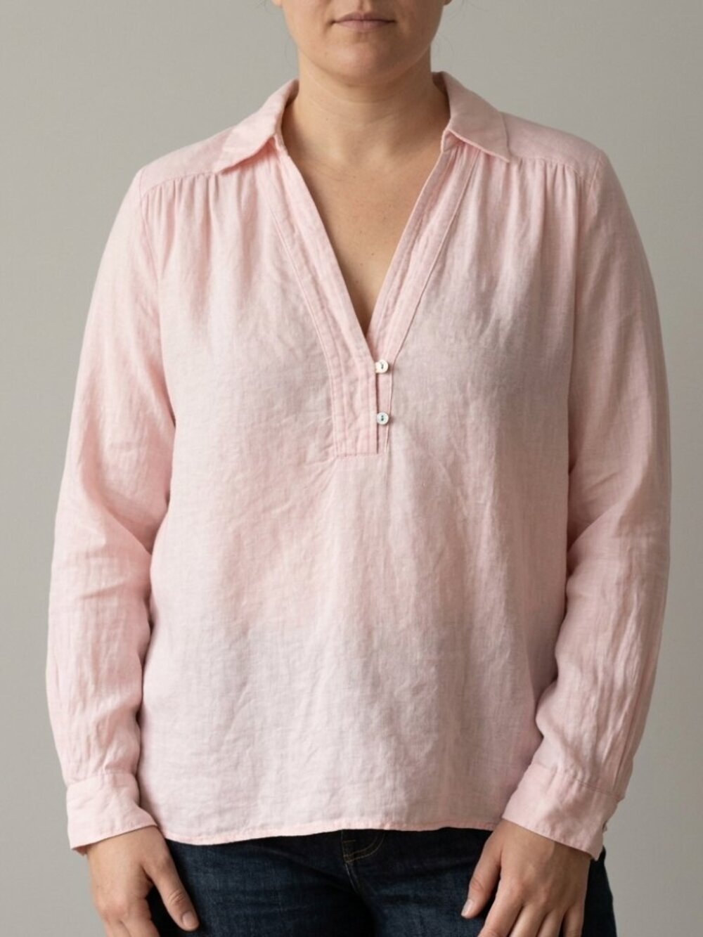Zara Pink Linen Shirt with Shell Buttons